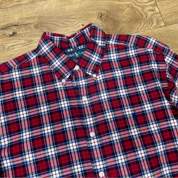 Ralph Lauren Classic Fit Red Blue Yellow Plaid Shirt Size Large - Picture 4 of 6